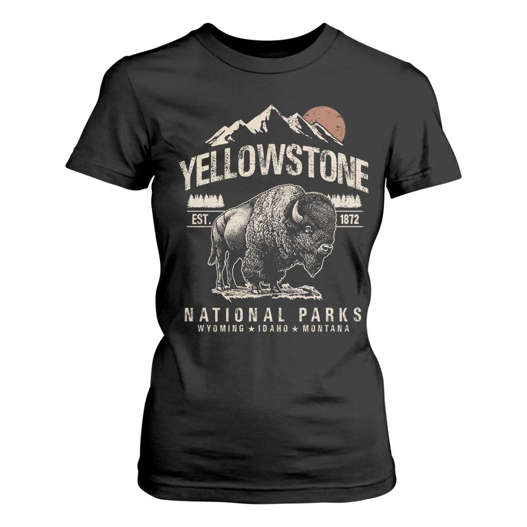 Vintage Yellowstone National Park T Shirt For Women Retro Bison Nature Wildlife Forest TS10 Black Print Your Wear