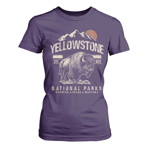 Vintage Yellowstone National Park T Shirt For Women Retro Bison Nature Wildlife Forest TS10 Purple Print Your Wear