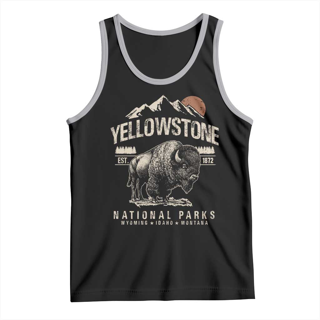 Vintage Yellowstone National Park Tank Top Retro Bison Nature Wildlife Forest TS10 Black Athletic Heather Print Your Wear
