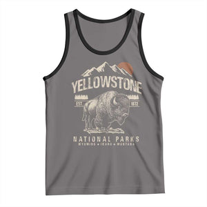 Vintage Yellowstone National Park Tank Top Retro Bison Nature Wildlife Forest TS10 Deep Heather Black Print Your Wear