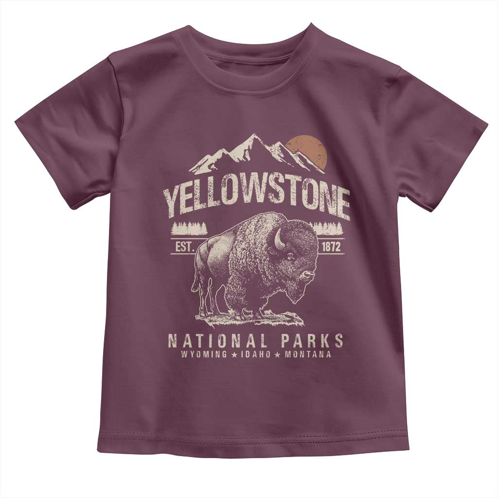 Vintage Yellowstone National Park Toddler T Shirt Retro Bison Nature Wildlife Forest TS10 Maroon Print Your Wear