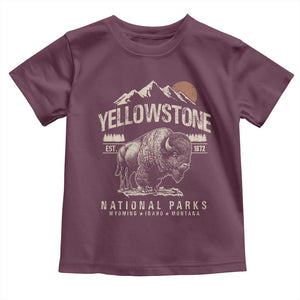 Vintage Yellowstone National Park Toddler T Shirt Retro Bison Nature Wildlife Forest TS10 Maroon Print Your Wear