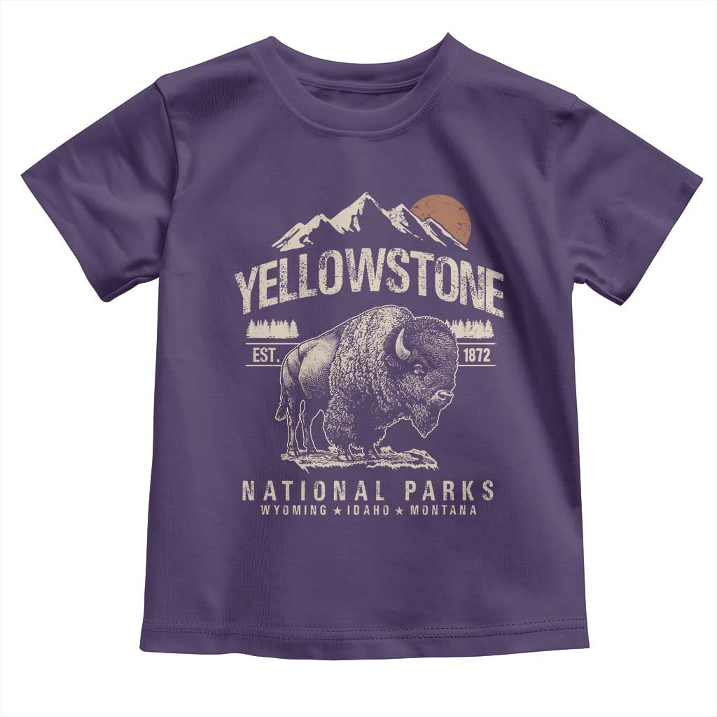 Vintage Yellowstone National Park Toddler T Shirt Retro Bison Nature Wildlife Forest TS10 Purple Print Your Wear