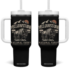 Vintage Yellowstone National Park Tumbler With Handle - Retro Bison Nature Wildlife Forest TS10 One Size: 40 oz Black Print Your Wear