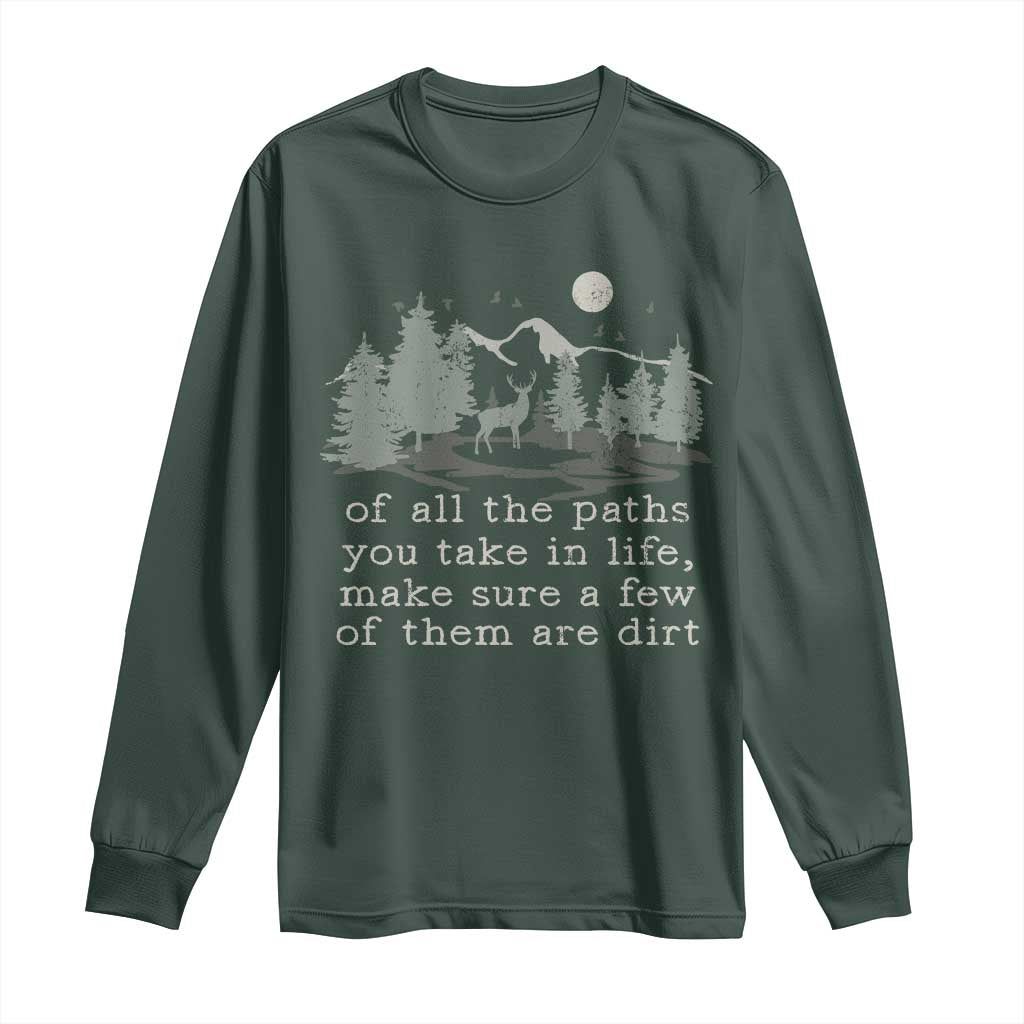 Retro Nature Wildlife Outdoor Long Sleeve Shirt Camping Forest Hiking Vintage TS10 Dark Forest Green Print Your Wear