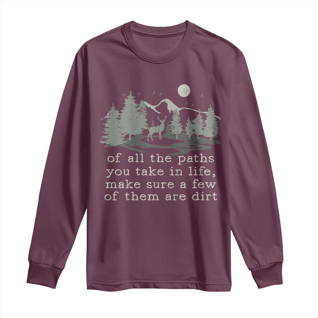 Retro Nature Wildlife Outdoor Long Sleeve Shirt Camping Forest Hiking Vintage TS10 Maroon Print Your Wear