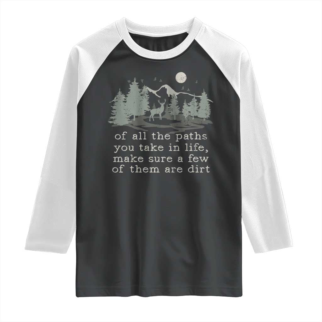 Retro Nature Wildlife Outdoor Raglan Shirt Camping Forest Hiking Vintage TS10 Black White Print Your Wear