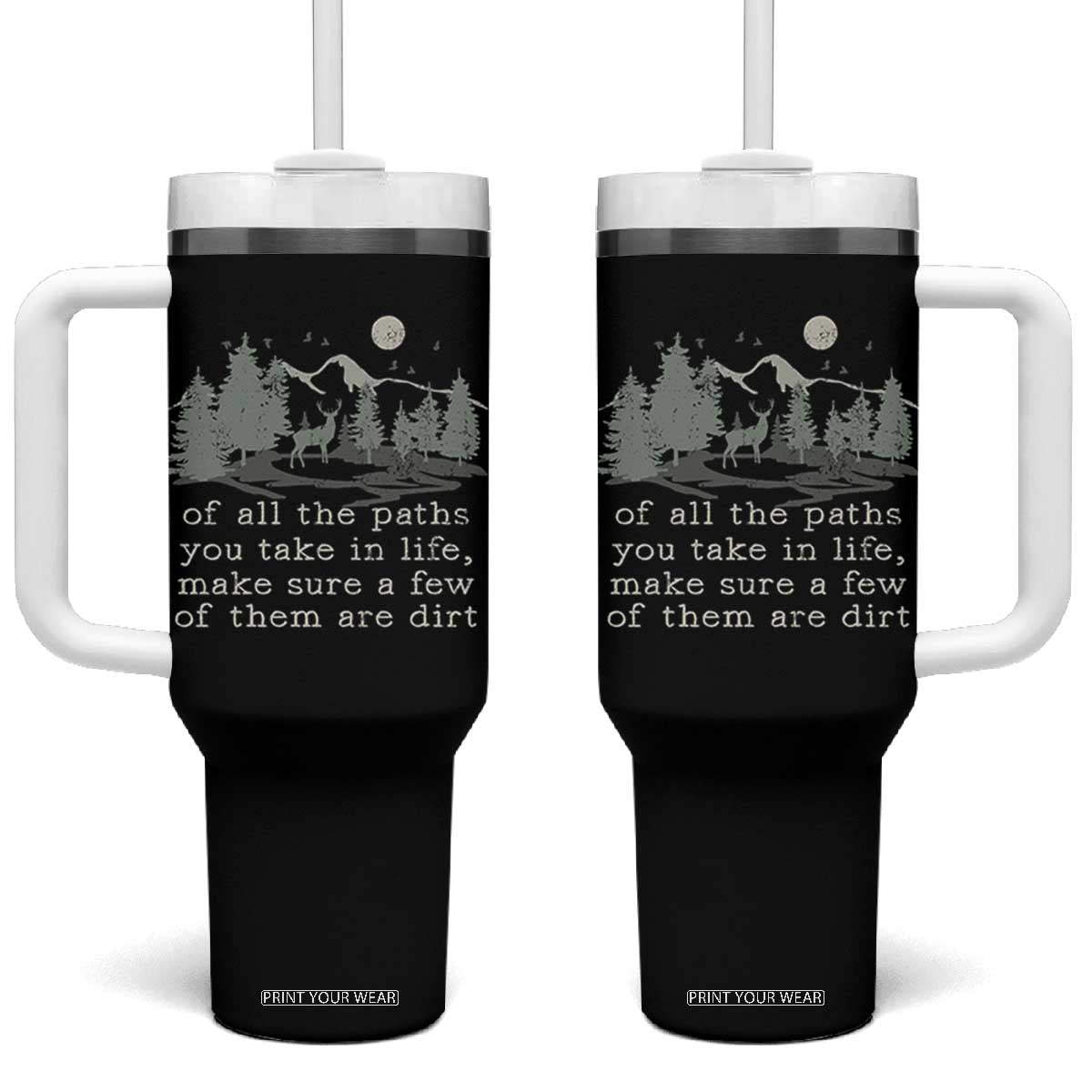 Retro Nature Wildlife Outdoor Tumbler With Handle Camping Forest Hiking Vintage TS10 One Size: 40 oz Black Print Your Wear