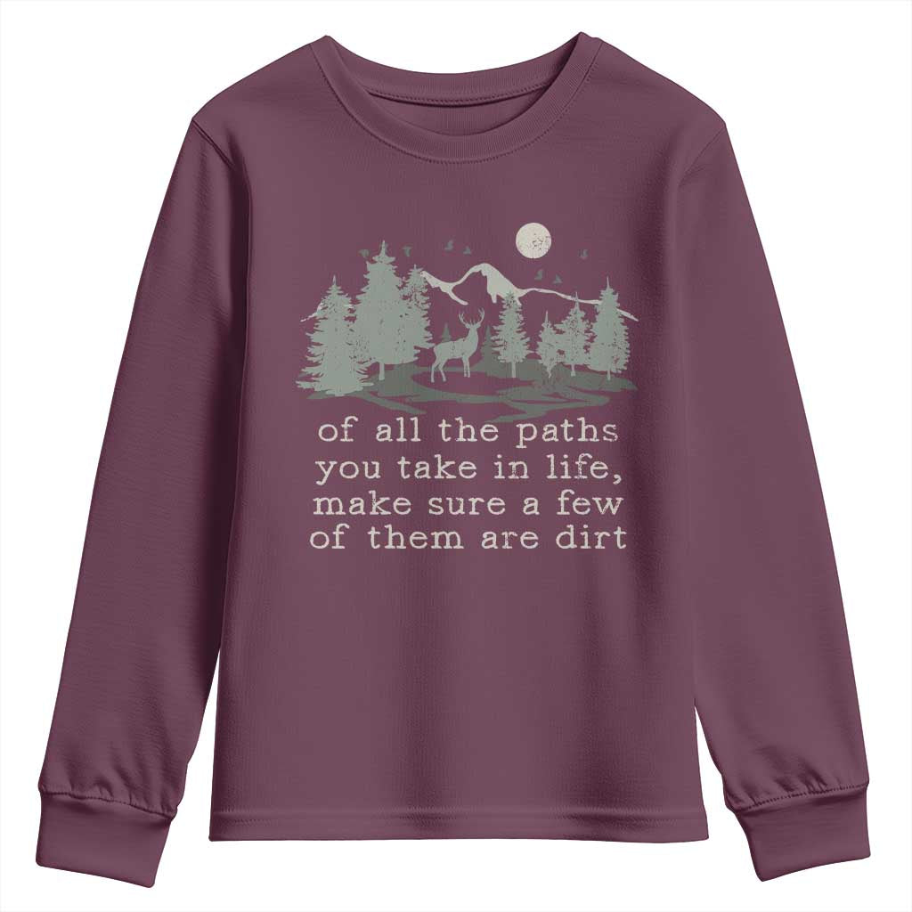 Retro Nature Wildlife Outdoor Youth Sweatshirt Camping Forest Hiking Vintage TS10 Maroon Print Your Wear