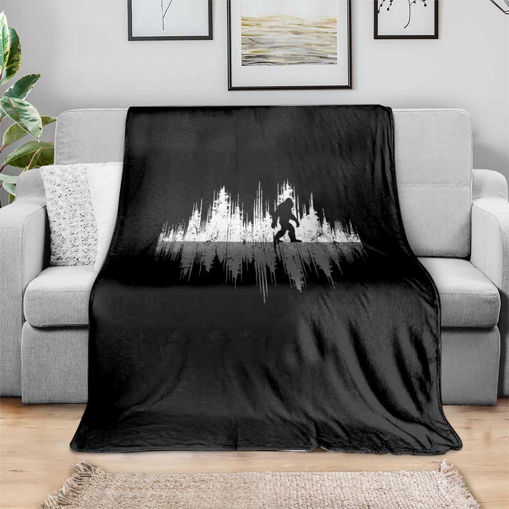 Bigfoot In The Forest Throw Blanket Sasquatch Trees Reflection Wildlife Nature Outdoor Wild Retro TS10 Print Your Wear
