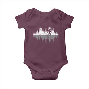 Bigfoot In The Forest Baby Onesie Sasquatch Trees Reflection Wildlife Nature Outdoor Wild Retro TS10 Maroon Print Your Wear