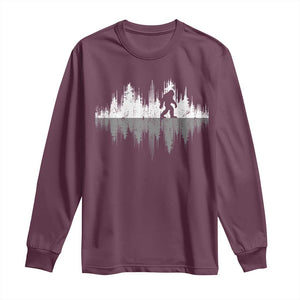 Bigfoot In The Forest Long Sleeve Shirt Sasquatch Trees Reflection Wildlife Nature Outdoor Wild Retro TS10 Maroon Print Your Wear