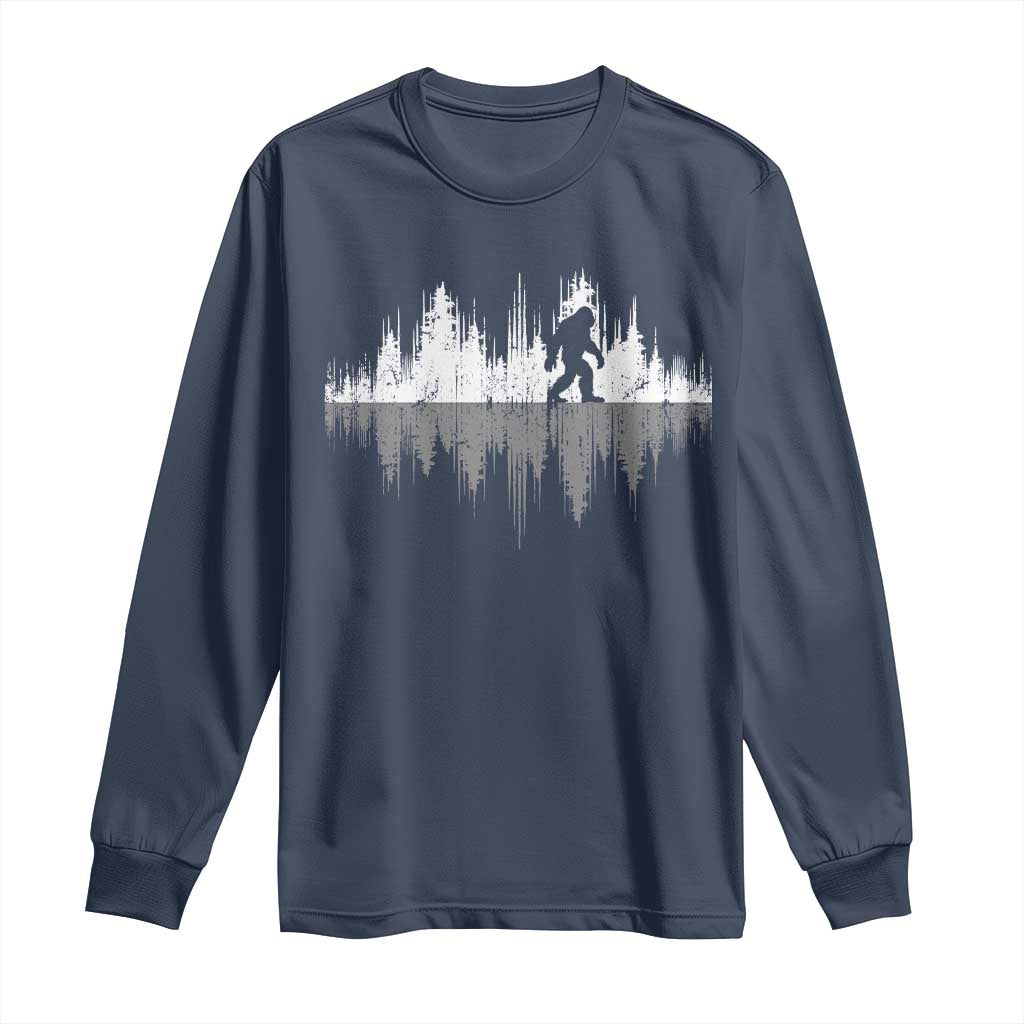 Bigfoot In The Forest Long Sleeve Shirt Sasquatch Trees Reflection Wildlife Nature Outdoor Wild Retro TS10 Navy Print Your Wear