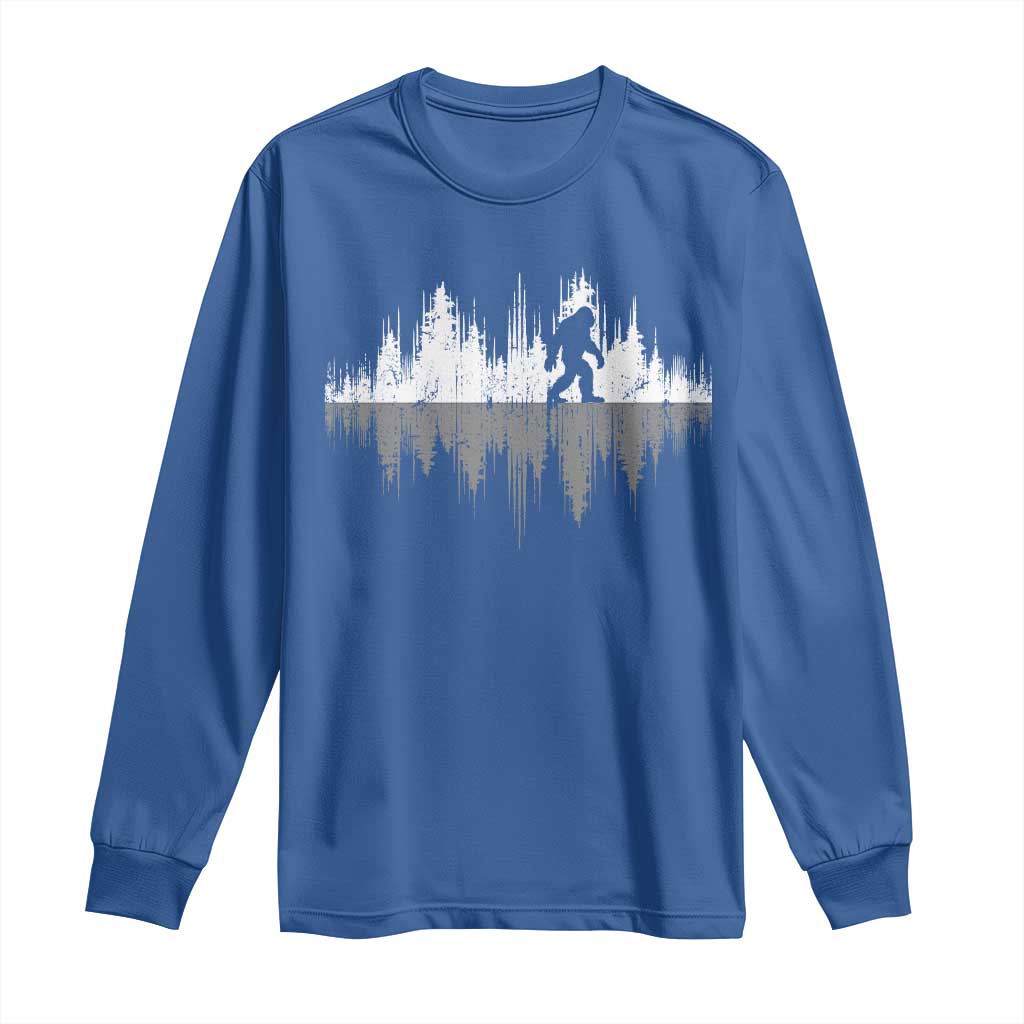 Bigfoot In The Forest Long Sleeve Shirt Sasquatch Trees Reflection Wildlife Nature Outdoor Wild Retro TS10 Royal Blue Print Your Wear