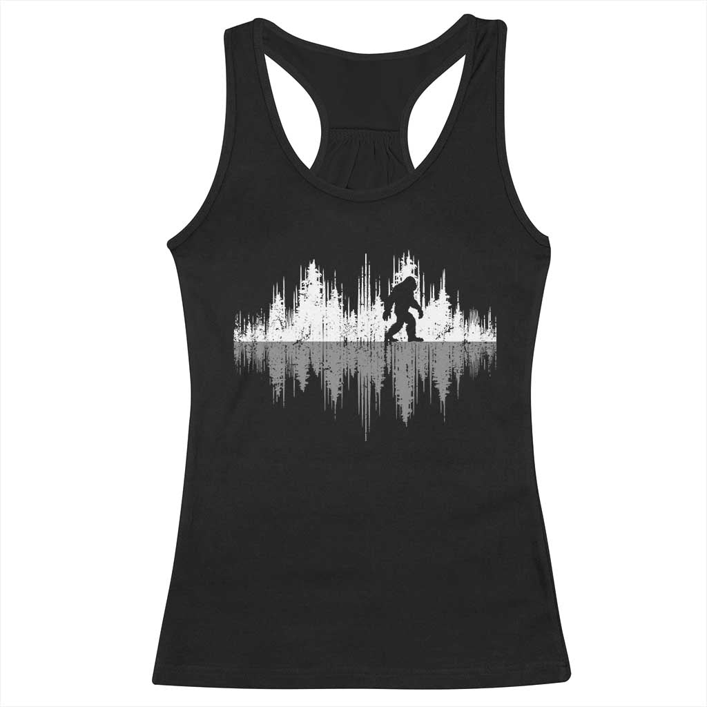 Bigfoot In The Forest Racerback Tank Top Sasquatch Trees Reflection Wildlife Nature Outdoor Wild Retro - Print Your Wear