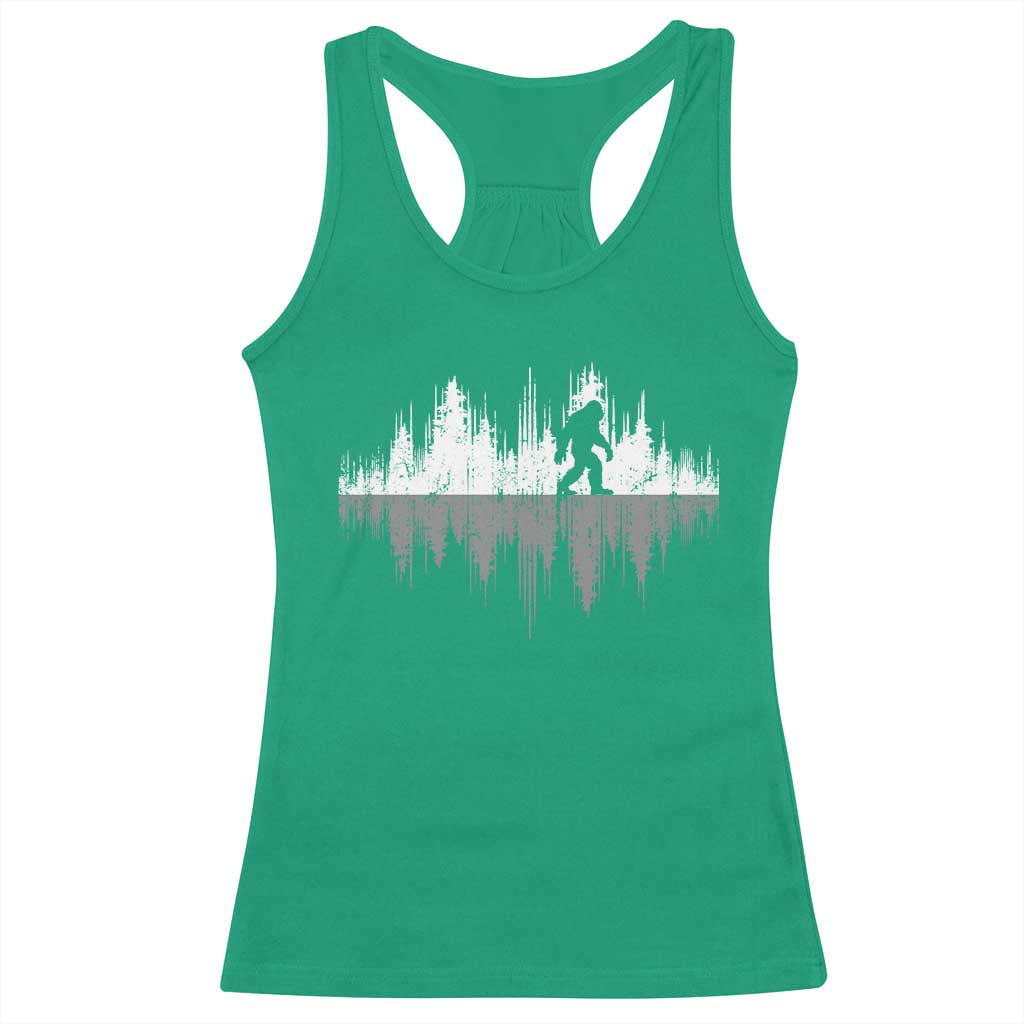Bigfoot In The Forest Racerback Tank Top Sasquatch Trees Reflection Wildlife Nature Outdoor Wild Retro - Print Your Wear