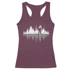 Bigfoot In The Forest Racerback Tank Top Sasquatch Trees Reflection Wildlife Nature Outdoor Wild Retro - Print Your Wear