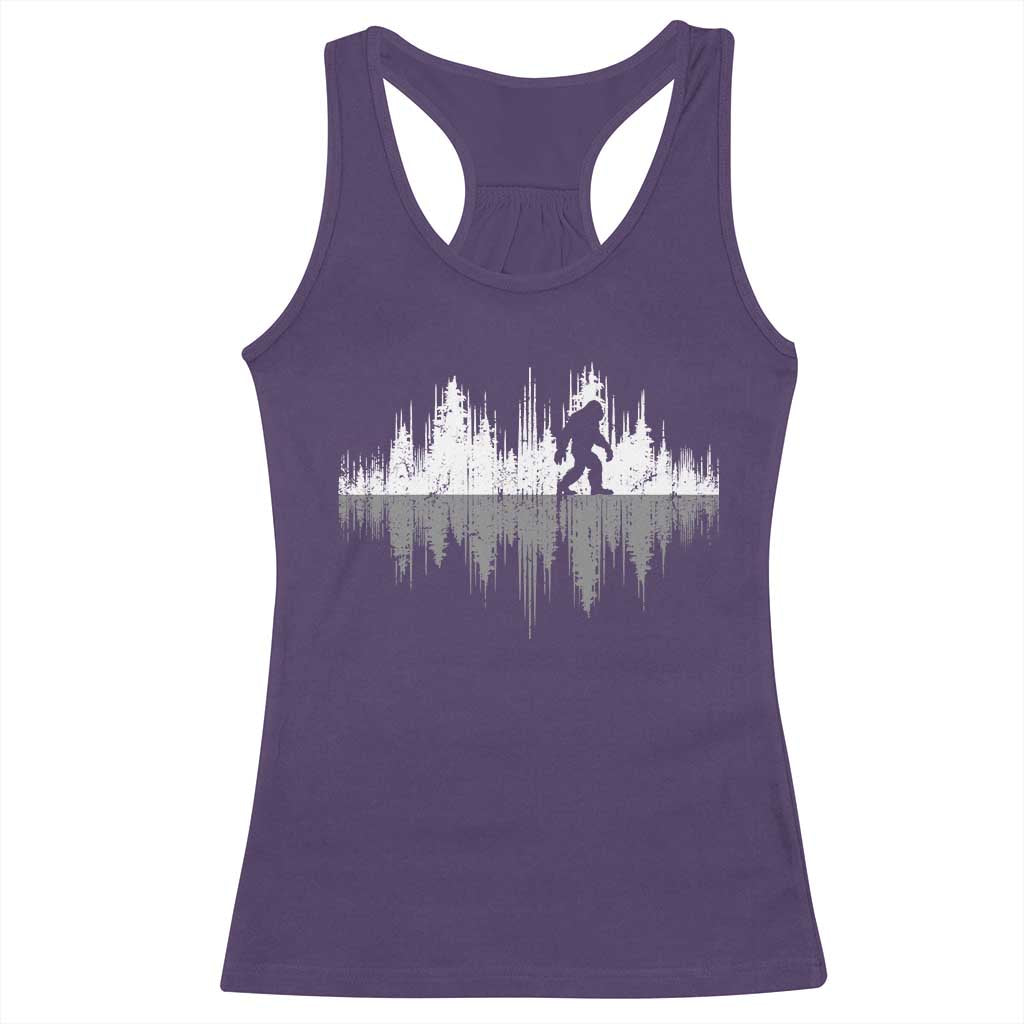 Bigfoot In The Forest Racerback Tank Top Sasquatch Trees Reflection Wildlife Nature Outdoor Wild Retro - Print Your Wear