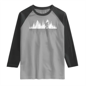 Bigfoot In The Forest Raglan Shirt Sasquatch Trees Reflection Wildlife Nature Outdoor Wild Retro TS10 Sport Gray Black Print Your Wear
