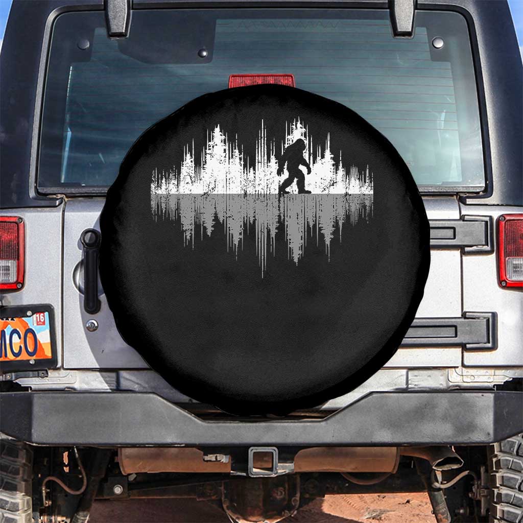 Bigfoot In The Forest Spare Tire Cover Sasquatch Trees Reflection Wildlife Nature Outdoor Wild Retro TS10 No hole Black Print Your Wear