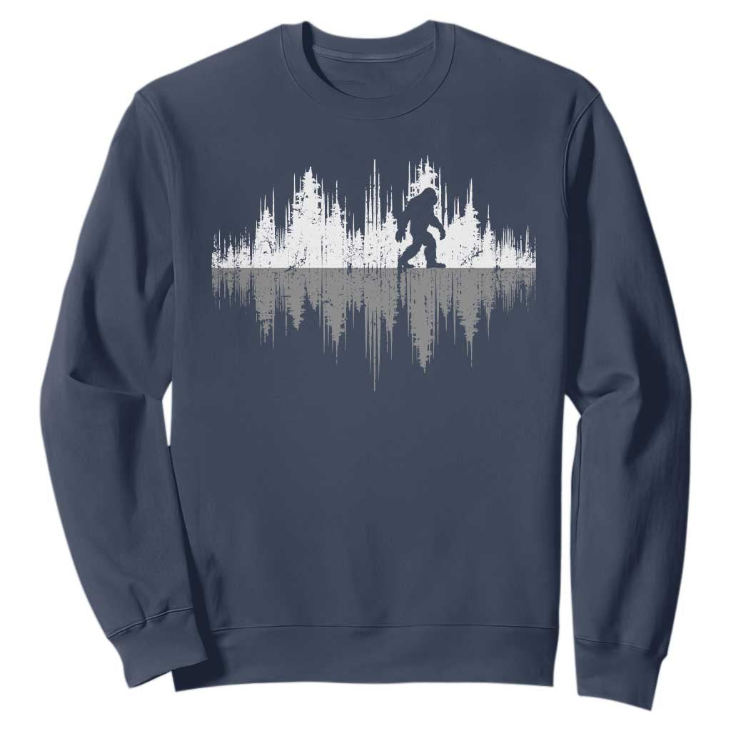 Bigfoot In The Forest Sweatshirt Sasquatch Trees Reflection Wildlife Nature Outdoor Wild Retro TS10 Navy Print Your Wear