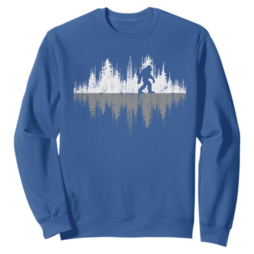 Bigfoot In The Forest Sweatshirt Sasquatch Trees Reflection Wildlife Nature Outdoor Wild Retro TS10 Royal Blue Print Your Wear