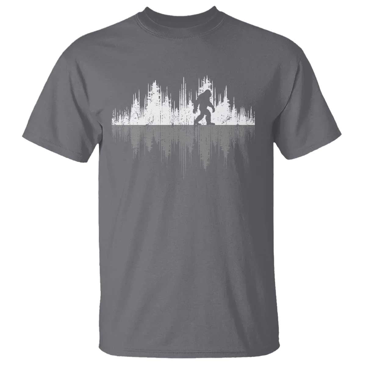 Bigfoot In The Forest T Shirt Sasquatch Trees Reflection Wildlife Nature Outdoor Wild Retro TS10 Charcoal Print Your Wear