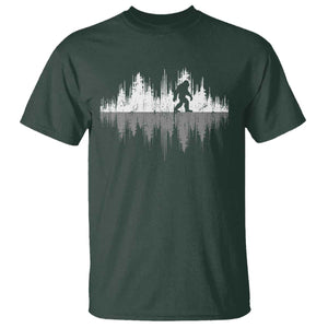 Bigfoot In The Forest T Shirt Sasquatch Trees Reflection Wildlife Nature Outdoor Wild Retro TS10 Dark Forest Green Print Your Wear