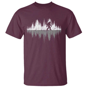Bigfoot In The Forest T Shirt Sasquatch Trees Reflection Wildlife Nature Outdoor Wild Retro TS10 Maroon Print Your Wear