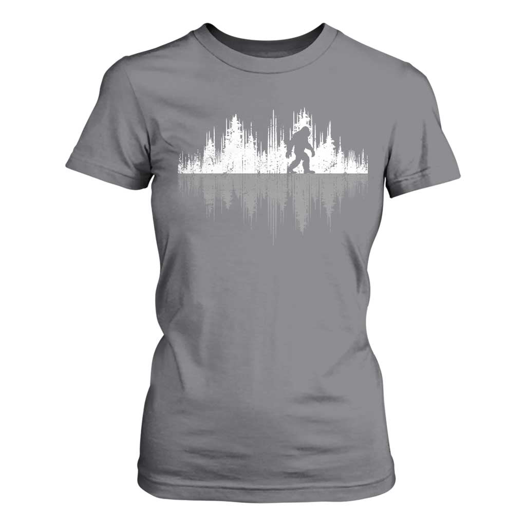 Bigfoot In The Forest T Shirt For Women Sasquatch Trees Reflection Wildlife Nature Outdoor Wild Retro TS10 Charcoal Print Your Wear