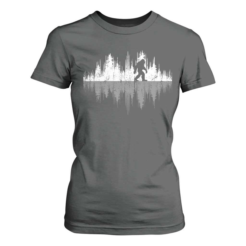 Bigfoot In The Forest T Shirt For Women Sasquatch Trees Reflection Wildlife Nature Outdoor Wild Retro TS10 Dark Heather Print Your Wear