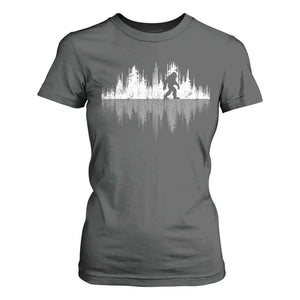 Bigfoot In The Forest T Shirt For Women Sasquatch Trees Reflection Wildlife Nature Outdoor Wild Retro TS10 Dark Heather Print Your Wear