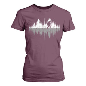 Bigfoot In The Forest T Shirt For Women Sasquatch Trees Reflection Wildlife Nature Outdoor Wild Retro TS10 Maroon Print Your Wear