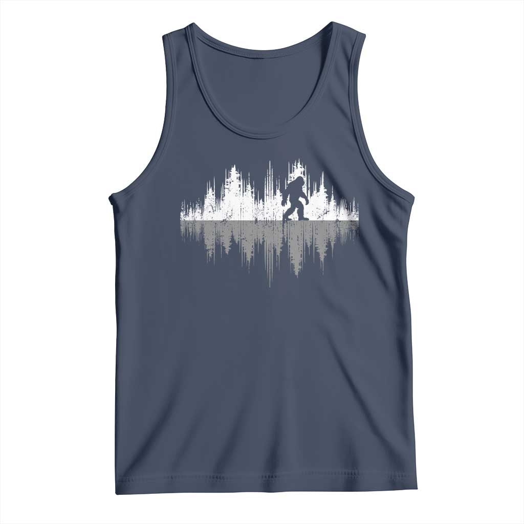 Bigfoot In The Forest Tank Top Sasquatch Trees Reflection Wildlife Nature Outdoor Wild Retro TS10 Navy Print Your Wear