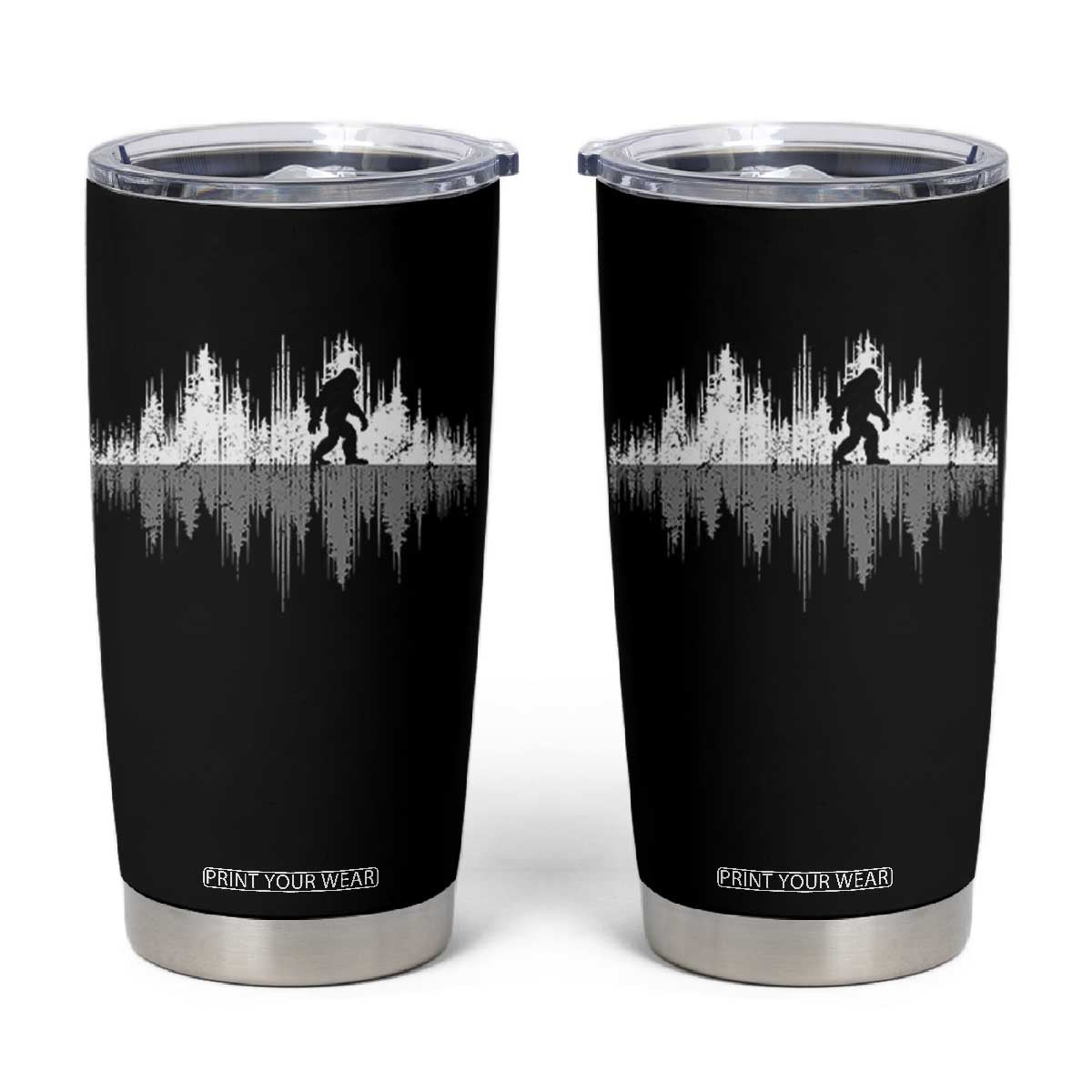 Bigfoot In The Forest Tumbler Cup Sasquatch Trees Reflection Wildlife Nature Outdoor Wild Retro TS10 Black Print Your Wear