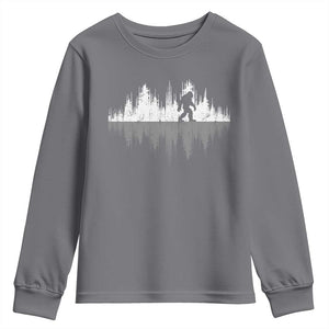 Bigfoot In The Forest Youth Sweatshirt Sasquatch Trees Reflection Wildlife Nature Outdoor Wild Retro TS10 Charcoal Print Your Wear