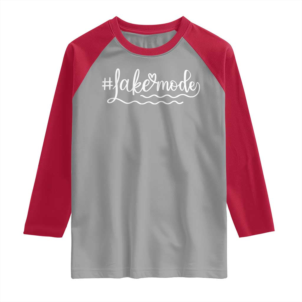Lake Mode Raglan Shirt Summer Vacation Outdoor Camping TS10 Sport Gray Red Print Your Wear