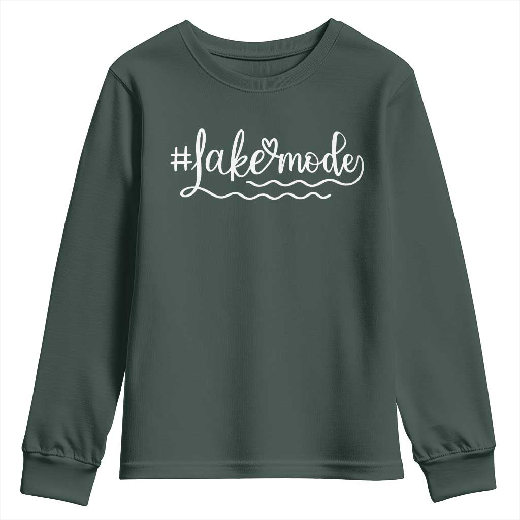 Lake Mode Youth Sweatshirt Summer Vacation Outdoor Camping TS10 Dark Forest Green Print Your Wear