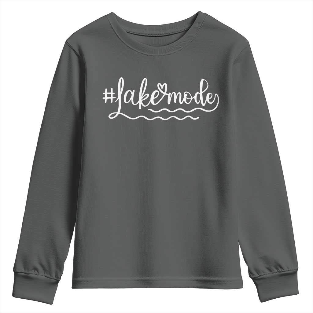 Lake Mode Youth Sweatshirt Summer Vacation Outdoor Camping TS10 Dark Heather Print Your Wear