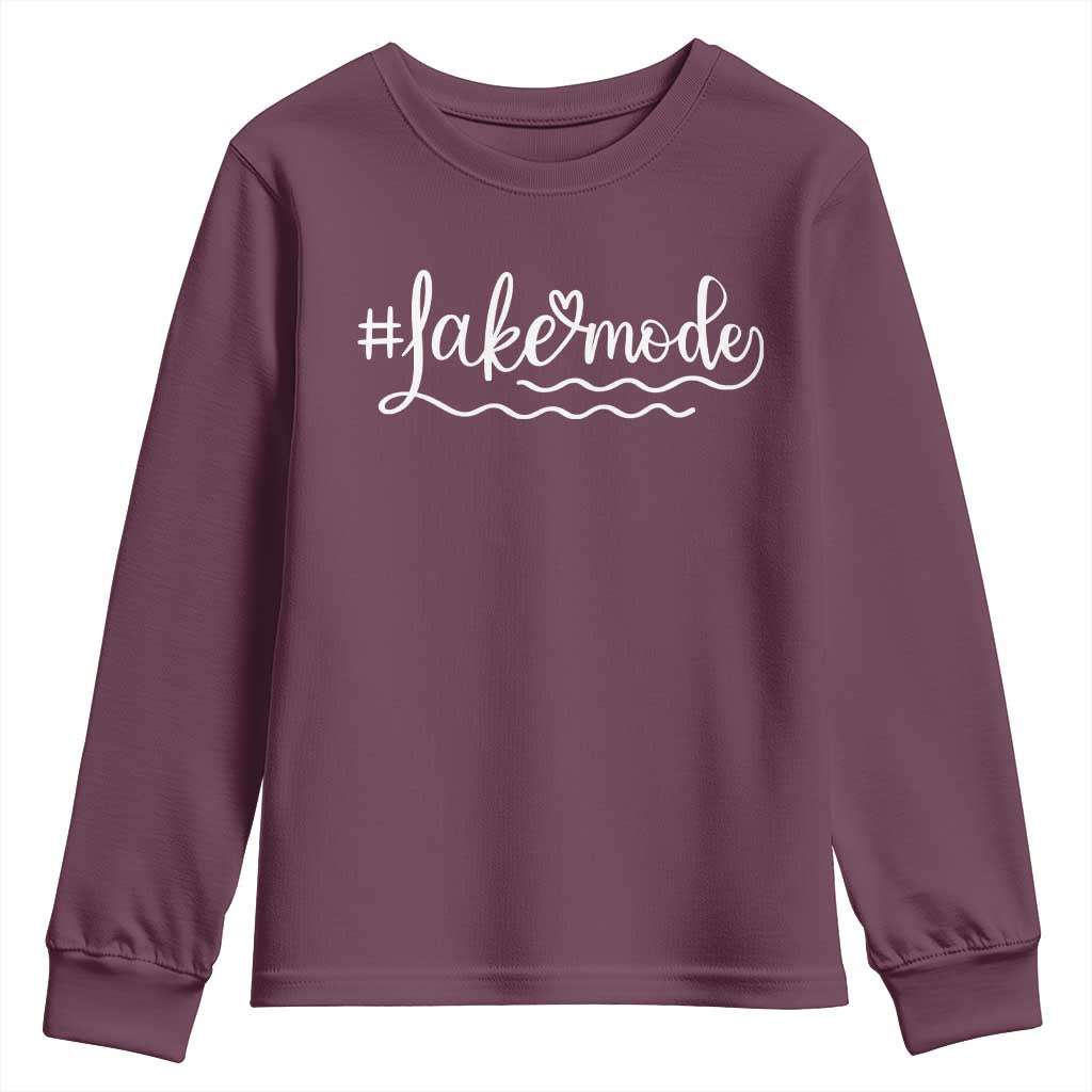 Lake Mode Youth Sweatshirt Summer Vacation Outdoor Camping TS10 Maroon Print Your Wear