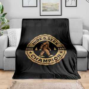 Retro Bigfoot Believer Throw Blanket Undefeated Sasquatch Hide And Seek Cryptozoology TS10 Print Your Wear