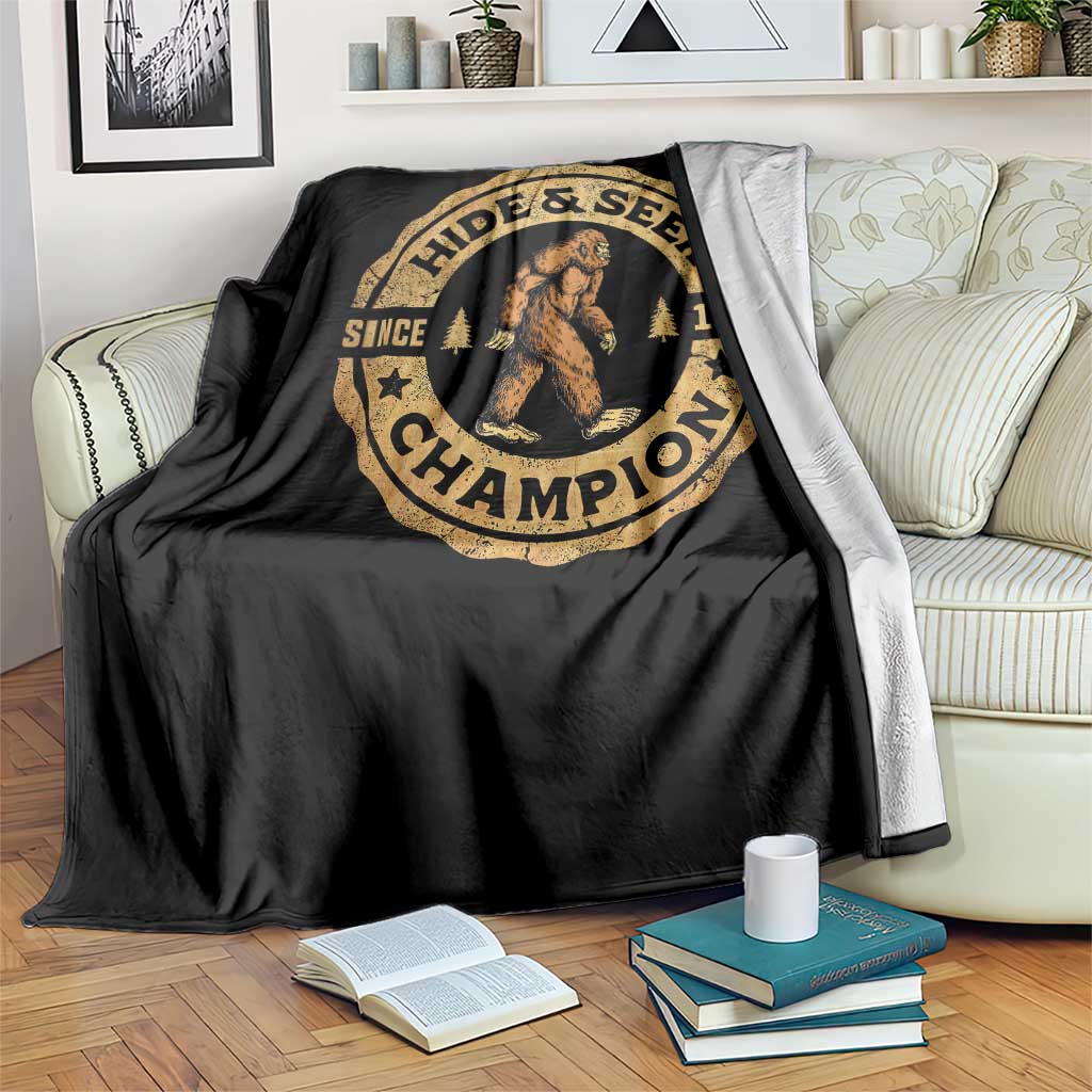 Retro Bigfoot Believer Throw Blanket Undefeated Sasquatch Hide And Seek Cryptozoology TS10 Print Your Wear