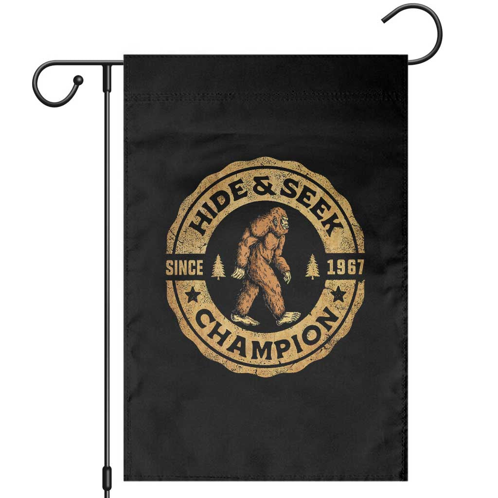 Retro Bigfoot Believer Garden Flag Undefeated Sasquatch Hide And Seek Cryptozoology TS10 Black Print Your Wear