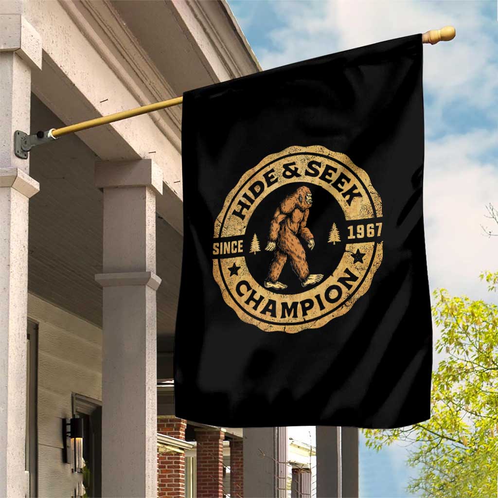 Retro Bigfoot Believer Garden Flag Undefeated Sasquatch Hide And Seek Cryptozoology TS10 Print Your Wear
