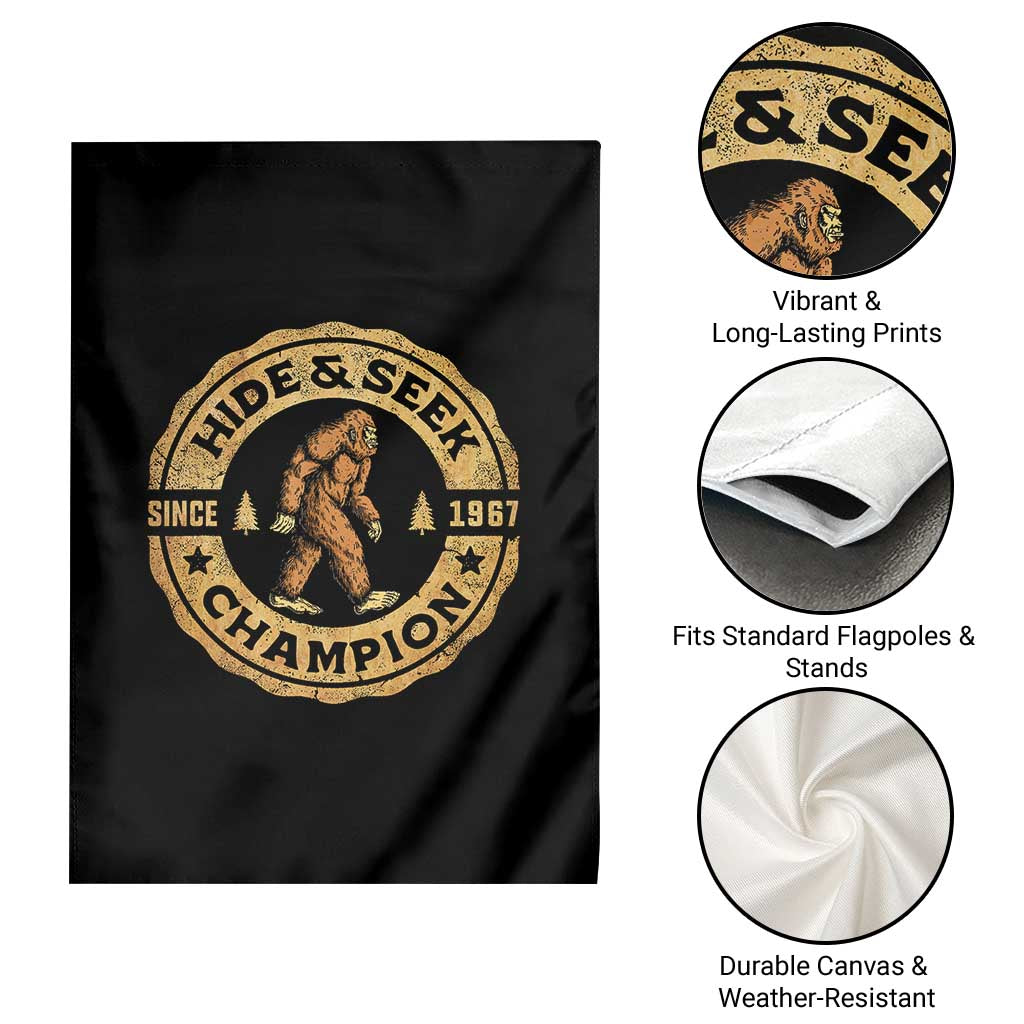 Retro Bigfoot Believer Garden Flag Undefeated Sasquatch Hide And Seek Cryptozoology TS10 Print Your Wear