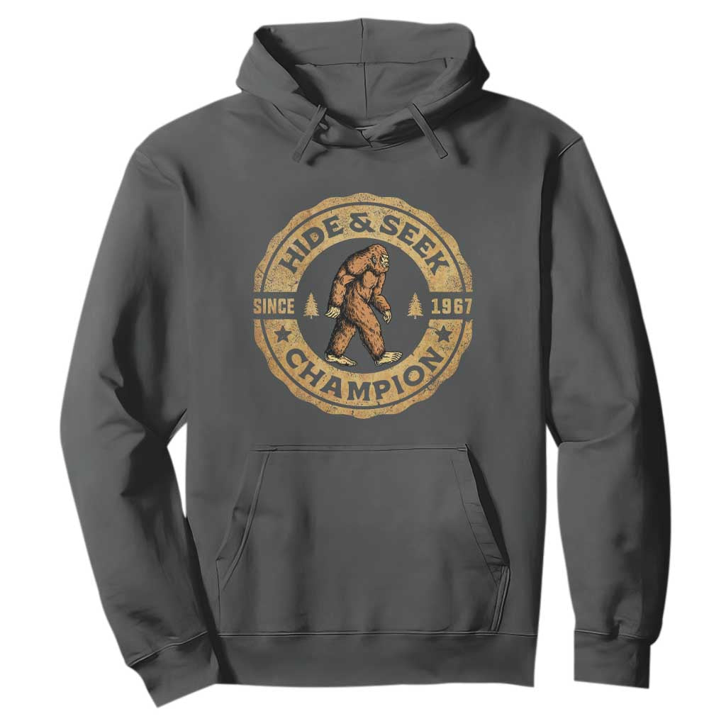 Retro Bigfoot Believer Hoodie Undefeated Sasquatch Hide And Seek Cryptozoology TS10 Dark Heather Print Your Wear