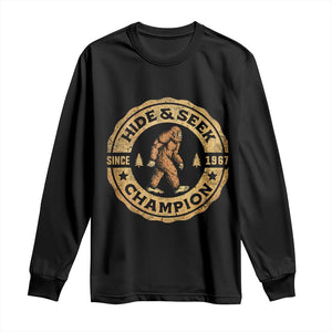 Retro Bigfoot Believer Long Sleeve Shirt Undefeated Sasquatch Hide And Seek Cryptozoology TS10 Black Print Your Wear