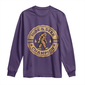 Retro Bigfoot Believer Long Sleeve Shirt Undefeated Sasquatch Hide And Seek Cryptozoology TS10 Purple Print Your Wear