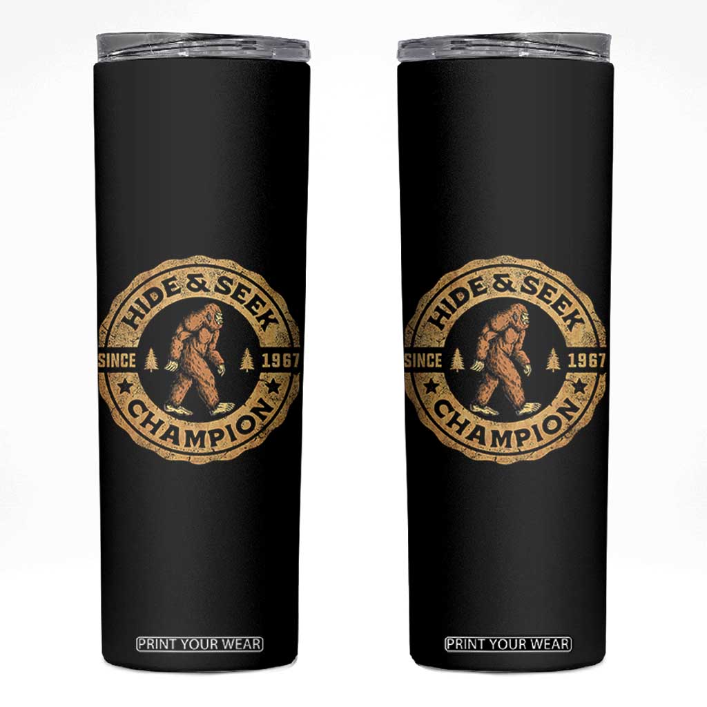 Retro Bigfoot Believer Skinny Tumbler Undefeated Sasquatch Hide And Seek Cryptozoology TS10 Black Print Your Wear
