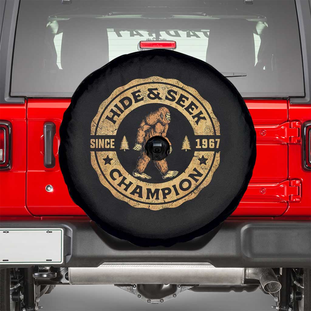 Retro Bigfoot Believer Spare Tire Cover Undefeated Sasquatch Hide And Seek Cryptozoology TS10 Black Print Your Wear